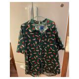 Oliver Tractor Corporation All-Over Print Green Short Sleeve Button-Up Shirt