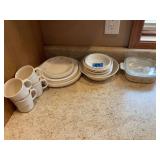 Mixed Dinnerware Set with Heart Pattern Plates, Bowls, Mugs, and Casserole Dish