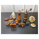 Assorted Salt and Pepper Shakers and Wooden Mills Collection