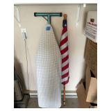 Ironing Board with Blue and White Plaid Cover