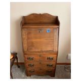 Wooden Secretary Desk with Drop Front and Three Drawers