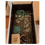 Assorted Native American Style Turquoise and Silver Tone Jewelry Lot