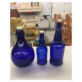 Assorted Cobalt Blue Glass Bottles with Swing-Top Lids