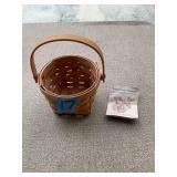 Longaberger Woven Wooden Basket with Swing Handle and Product Pamphlet