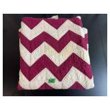 Handmade Chevron Pattern Quilt in Plum and Cream