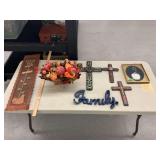 Assorted Autumn Decor, Crosses, and Wall Art Lot