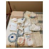 Assorted Lot of Embroidered Linens, Doilies, and Lace Textiles