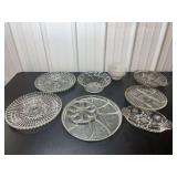 Pressed and Cut Glass Serving Dishes and Bowls Assortment