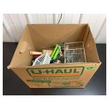 Assorted Kitchen Utensils and Organizing Baskets Box Lot