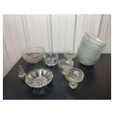 Clear Pressed and Cut Glass Tableware Assortment