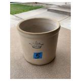 Two-Gallon Stoneware Crock with Blue Crown Stamp