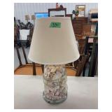 Coastal Table Lamp with Seashell Filled Glass Base
