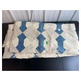 Handmade Quilt with Blue and White Geometric Pattern
