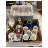 Mixed Lot of Glassware, Coffee Mugs, Teacups, and Home Decor Items