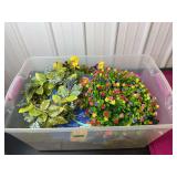 Storage Tote with Artificial Florals, Foliage, and Quilted Textile