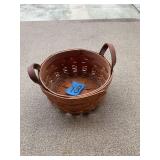 Longaberger Woven Wood Basket with Leather Handles Dresden Ohio