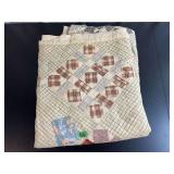 Handmade Plaid Patchwork Quilt with Hand Quilting