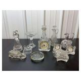 Assorted Crystal and Glass Decorative Items and Clocks