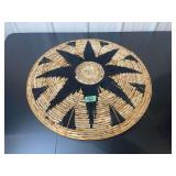 Woven Seagrass and Black Thread Decorative Wall Plaque or Tray