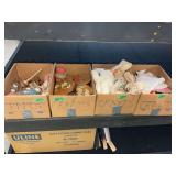 Assorted Craft Supplies, Dolls, and Textiles Lot in Four Boxes