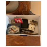 Assorted Collectibles and Small Objects Box Lot including Westclox Clock and Small Tools