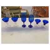 Cobalt Blue and Clear Glass Stemware Assortment, Set of 6