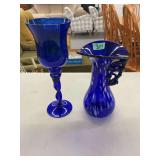 Cobalt Blue Art Glass Vessels, Lot of Two