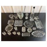 Assorted Pressed and Cut Glass Tableware and Decor