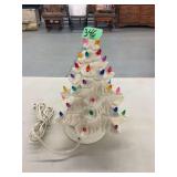 White Ceramic Light-Up Holiday Christmas Tree with Multi-Color Plastic Bulbs and Electric Cord