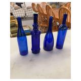Cobalt Blue Glass Bottles Assortment - 4 Pieces