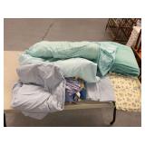 Assorted Bedding and Linens Lot with Maui Theme Blanket