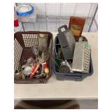 Assorted Kitchen Utensils and Cheese Graters with Wooden Plaque