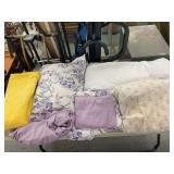 Assorted Bedding Grouping Including Pillows, Pillowcases, Sheets, and Blanket