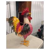 Decorative Painted Metal Rooster Sculpture