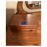 Wooden Jewelry Box with Lined Interior and Lid Mirror