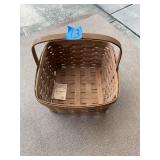 Longaberger Handwoven Wooden Basket with Single Swing Handle 1985