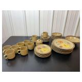 Stoneware Dinnerware Set with Floral Motif