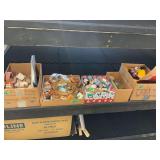 Assorted Craft Supplies, Miniature Items, Thread, and Glass Jars - Multiple Boxes