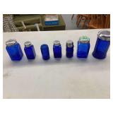 Cobalt Blue Glass Salt and Pepper Shakers and Kitchen Dispensers