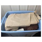 Assorted Fabric Yardage and Textiles Lot in Storage Tote