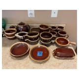 Hull Brown Drip Ceramic Dinnerware and Serving Set