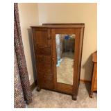 Quarter-Sawn Oak Combination Wardrobe and Dresser with Mirrored Door