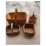 Assorted Woven Wooden Splint Baskets Lot of Four