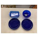 Assorted Cobalt Blue Glassware and Dinnerware Grouping