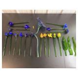 Handmade Blown Glass Flower Stems and Leaves Assortment