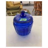 Cobalt Blue Glass Canister with Lidded Cover