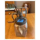 Dazey Churn No. 30 Glass Butter Churn with Metal Hand Crank Lid
