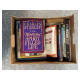 Boxed Assortment of Books Featuring Religion, Self-Improvement, and Aviation