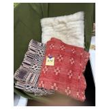 Fur cushion, blankets