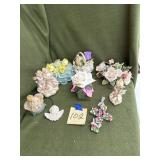 Angel, cherub and flower figurines